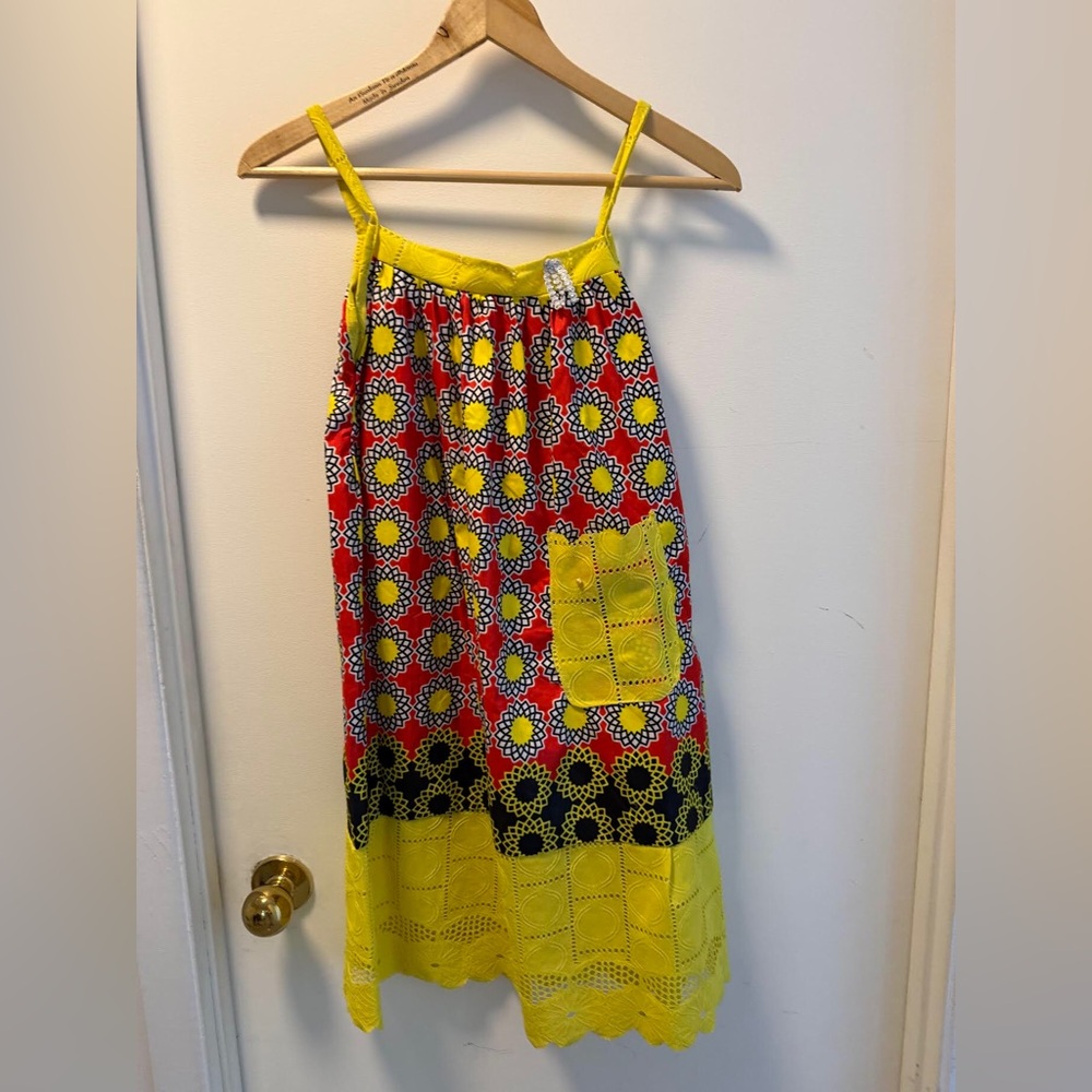 Yellow & Red Sunburst Pattern Sundress